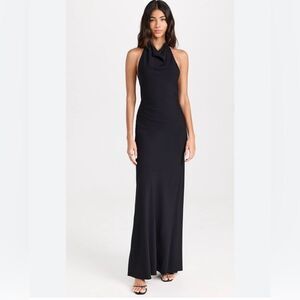 NWT STAUD Giuseppe Black Maxi halter Dress size L